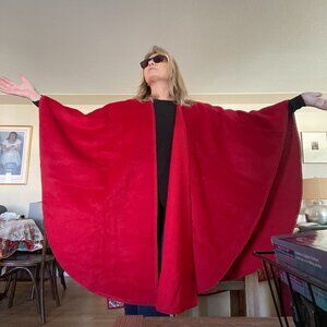 Vintage Peruvian Alpaca Bright Red Zarape Wrap